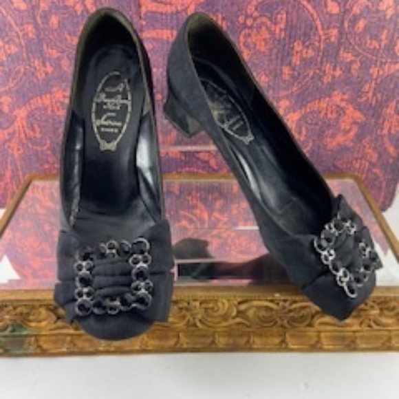 Vintage Jewelled Black Silk Shoes 'French Room Shoes and Sabrina Shoes' - Picture 2 of 16